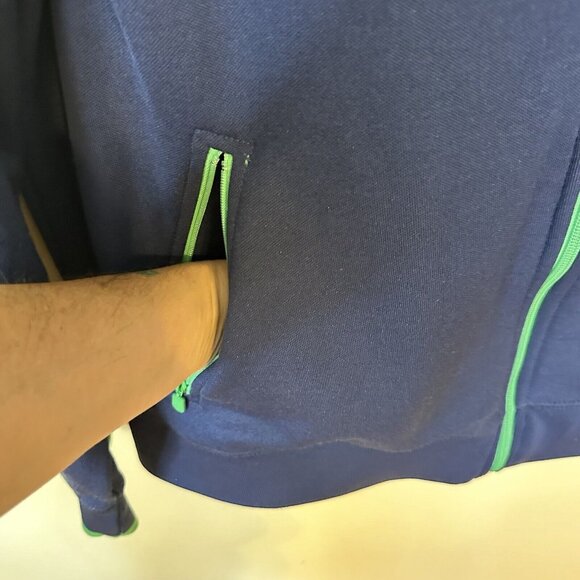 Gap Mens Navy Blue Zip Up Jacket Green Large Collar Pockets Preppy - Picture 3 of 10